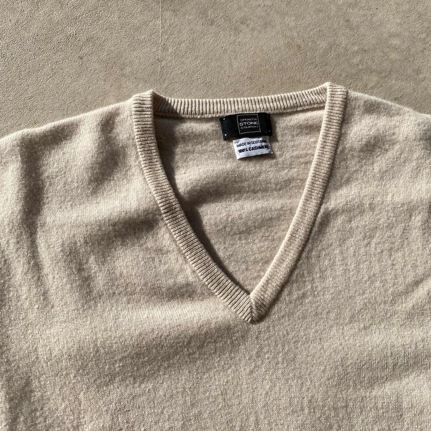 Vintage Cashmere Sweater 70s Mens Cream Cashmere V Neck Sweater Preppy Golf Sz M