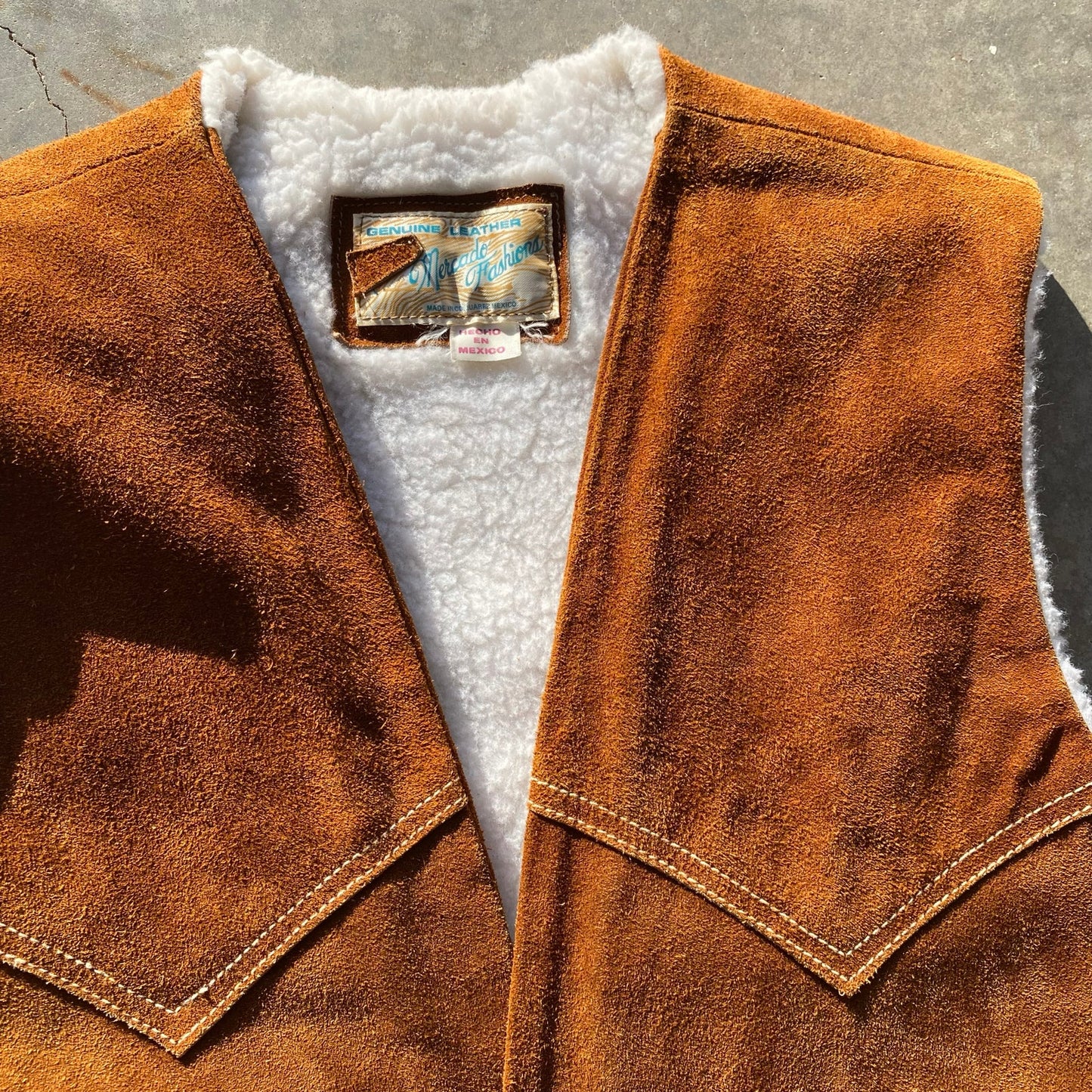 1970s Suede Vest Men’s Vintage Shearling Lined Western Vest Cowboy Sz Large