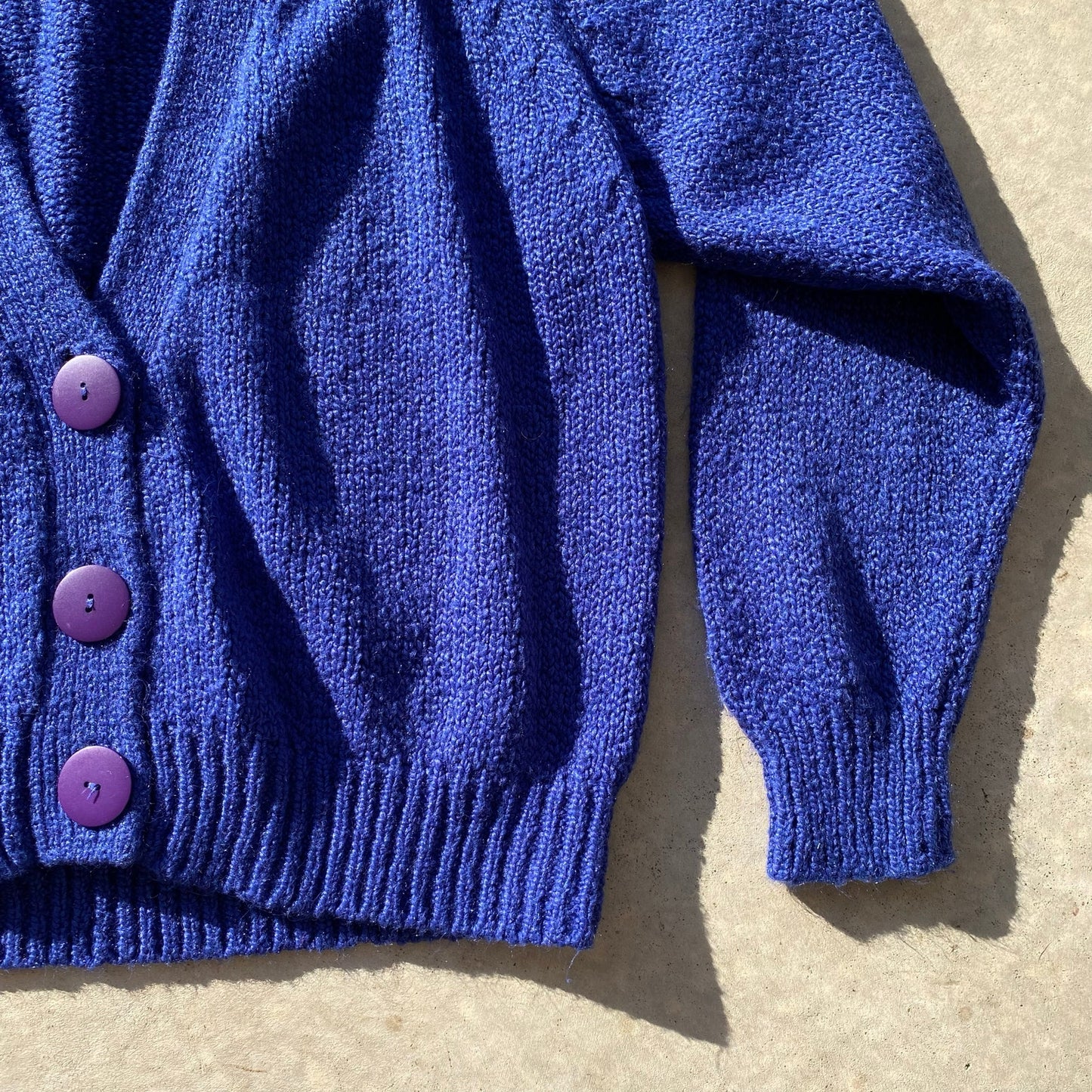 90s Womens Cardigan Vintage Grandma Sweater Vibes Blue Knit Purple Buttons Sz L