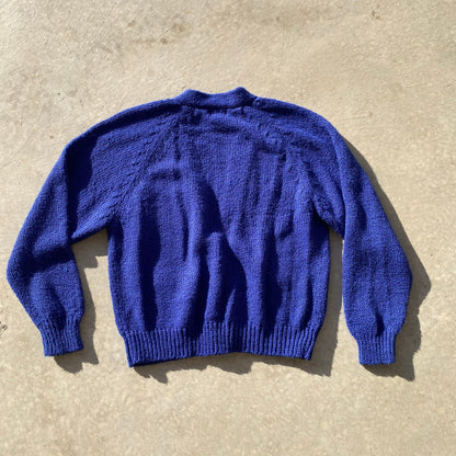 90s Womens Cardigan Vintage Grandma Sweater Vibes Blue Knit Purple Buttons Sz L