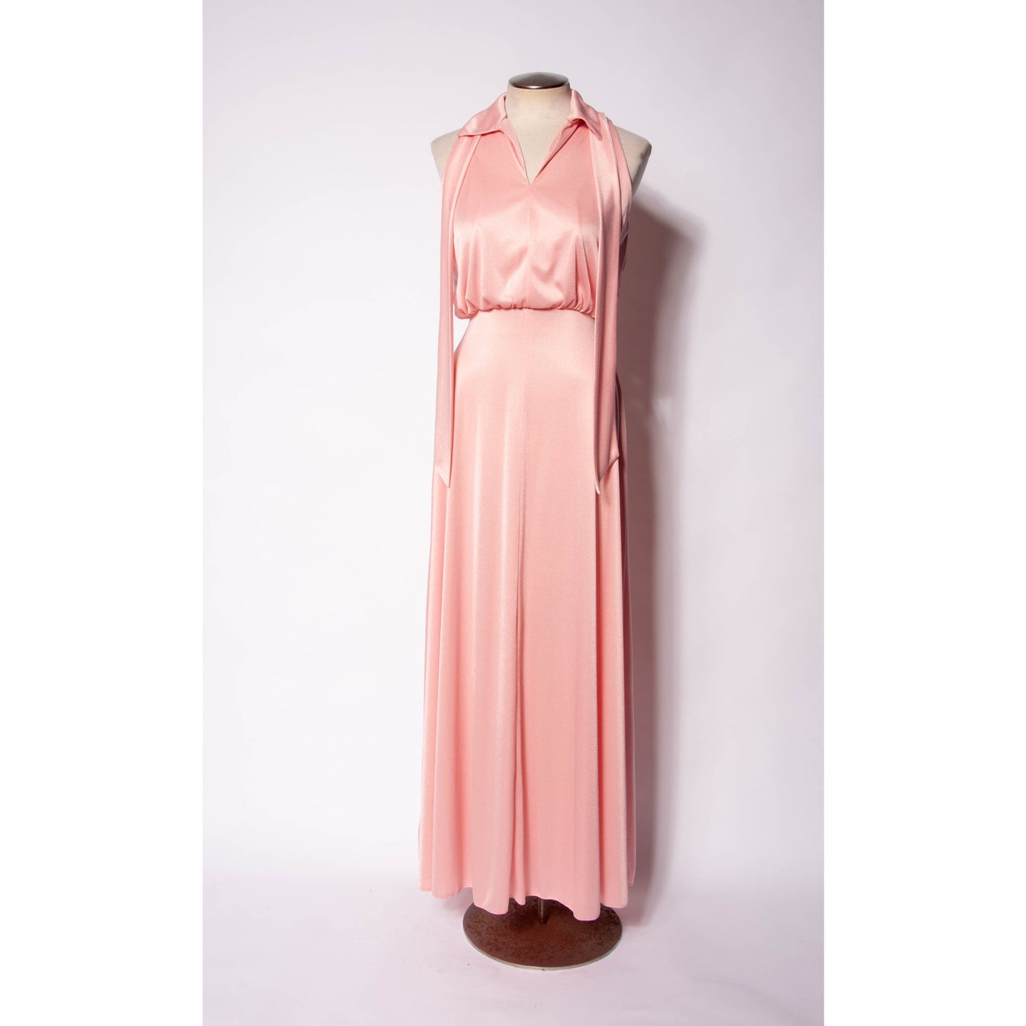 70s Maxi Dress Emma Domb Pink Jersey Party Dress Pastel Goth Bridesmaid  SZ S/M