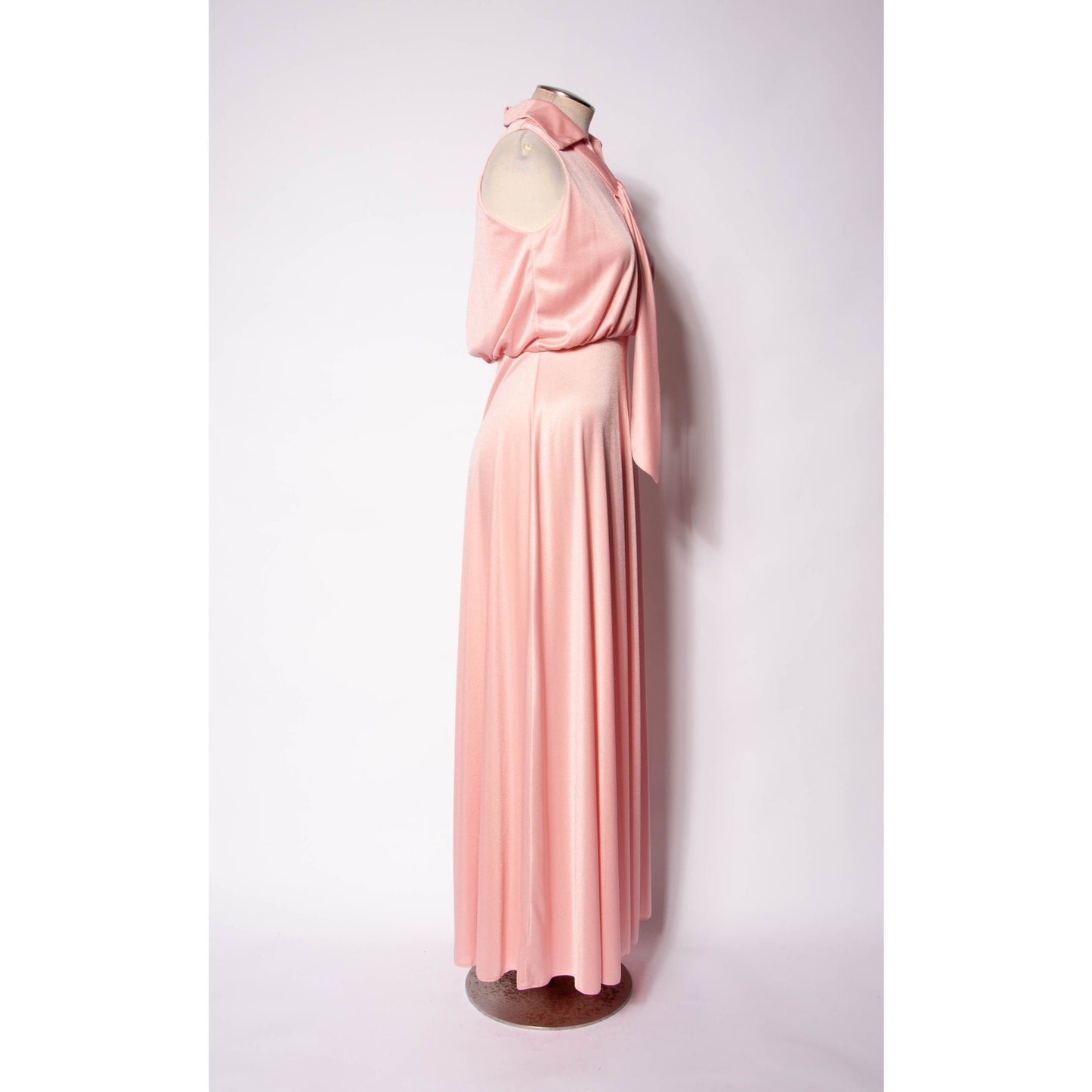 70s Maxi Dress Emma Domb Pink Jersey Party Dress Pastel Goth Bridesmaid  SZ S/M