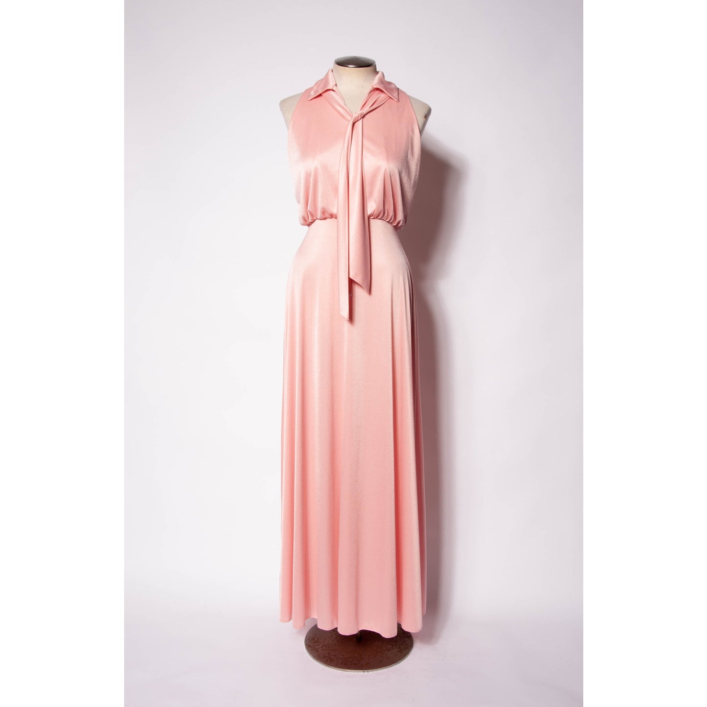 70s Maxi Dress Emma Domb Pink Jersey Party Dress Pastel Goth Bridesmaid  SZ S/M