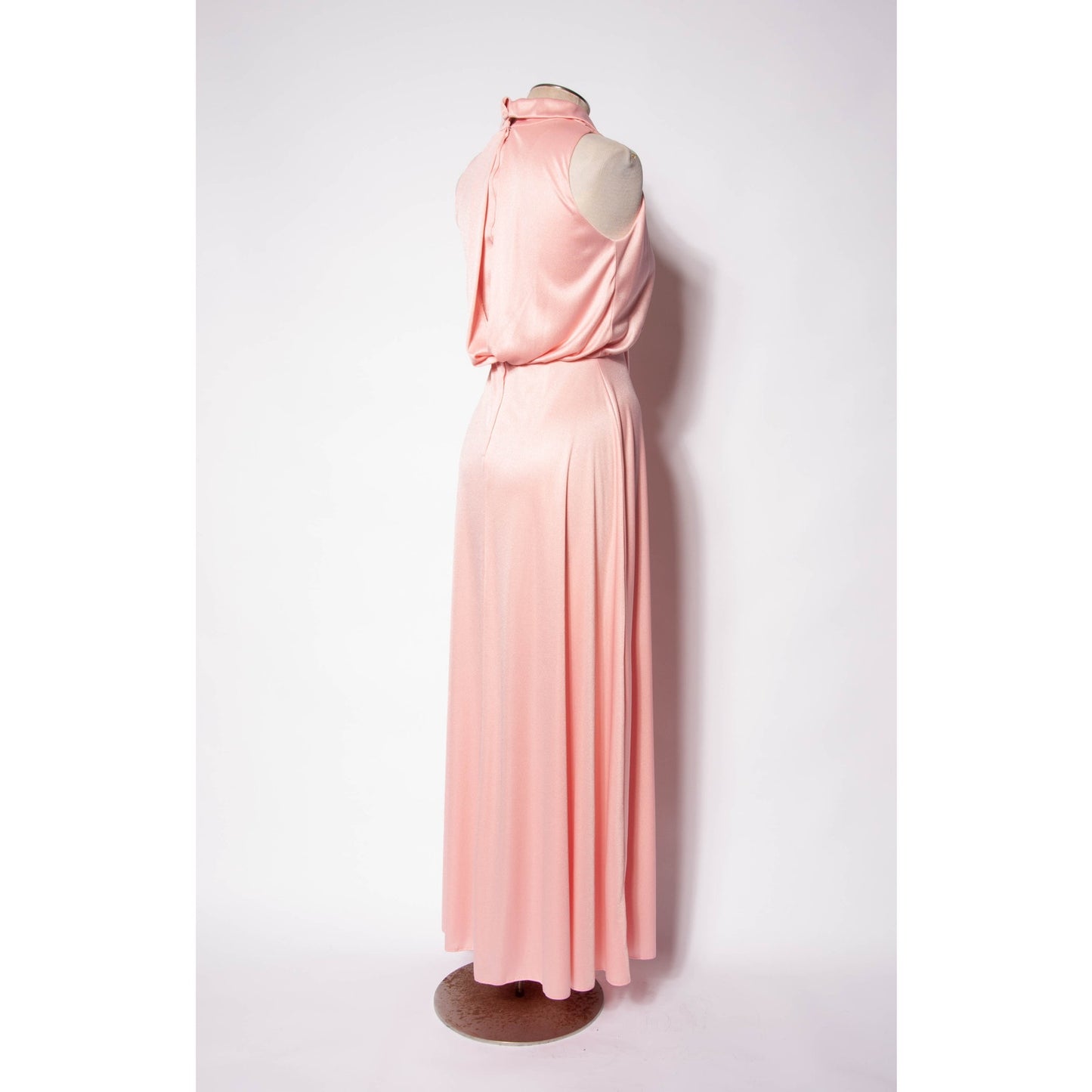 70s Maxi Dress Emma Domb Pink Jersey Party Dress Pastel Goth Bridesmaid  SZ S/M