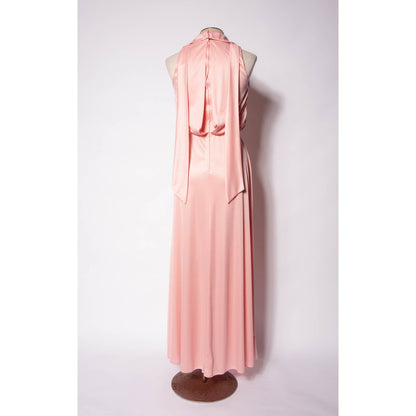 70s Maxi Dress Emma Domb Pink Jersey Party Dress Pastel Goth Bridesmaid  SZ S/M