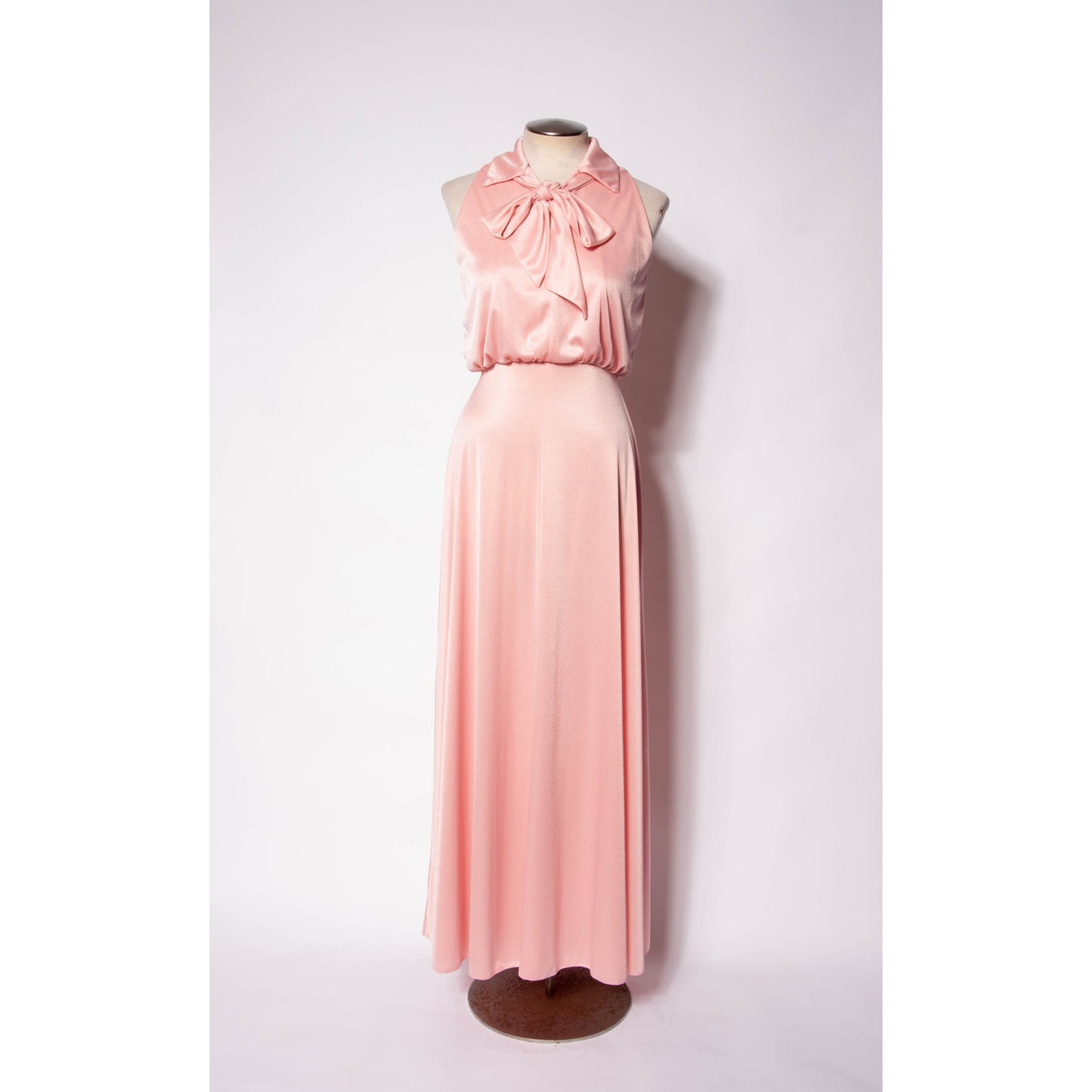 70s Maxi Dress Emma Domb Pink Jersey Party Dress Pastel Goth Bridesmaid  SZ S/M