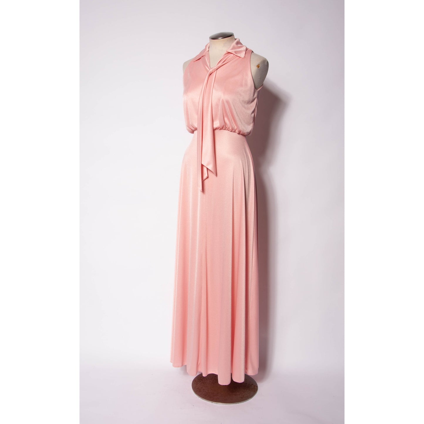 70s Maxi Dress Emma Domb Pink Jersey Party Dress Pastel Goth Bridesmaid  SZ S/M