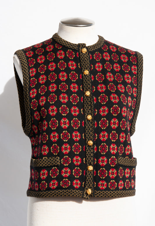 YVES SAINT LAURENT FW 91/92 PATTERNED KNIT VEST