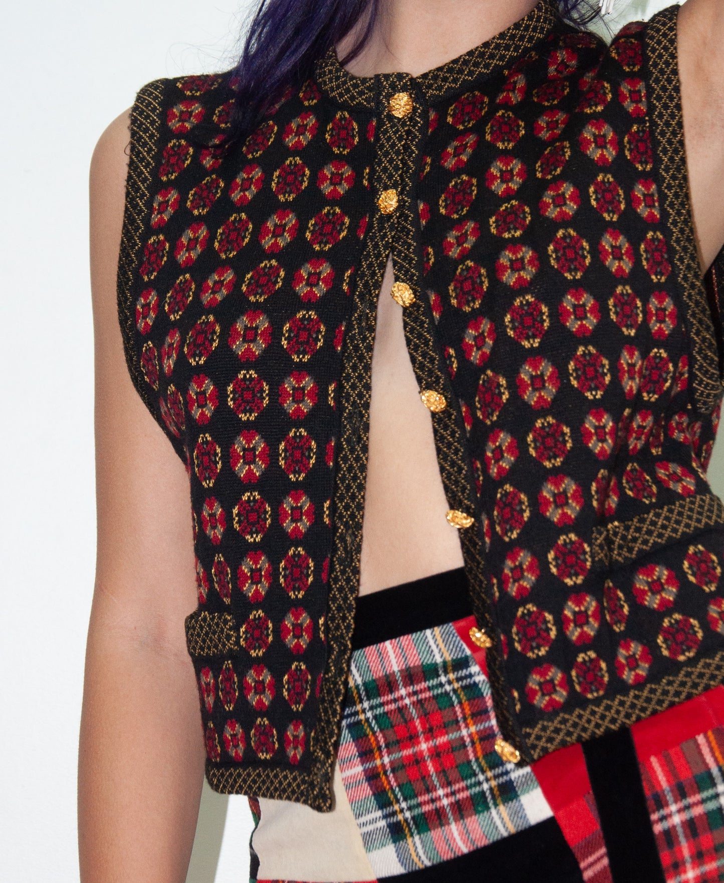 YVES SAINT LAURENT FW 91/92 PATTERNED KNIT VEST