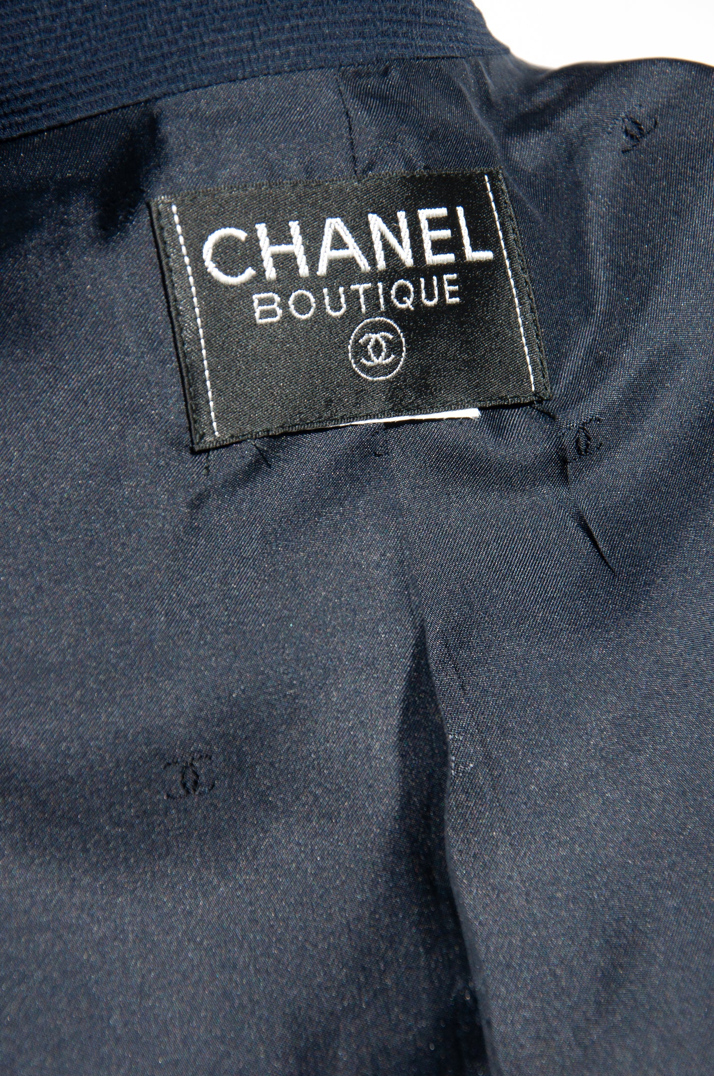 CHANEL VINTAGE 1990S LIGHTWEIGHT NAVY JACKET