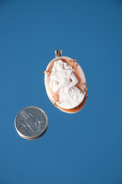 AMEDEO STERLING SILVER AND 14K GOLD CAMEO PIN/PENDANT