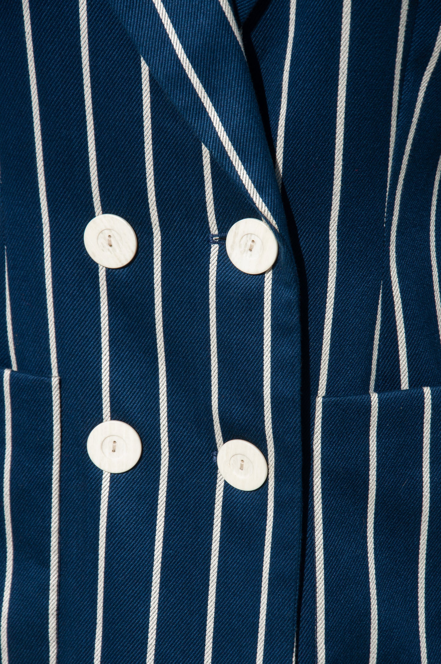 YVES SAINT LAURENT VINTAGE BLUE AND WHITE DOUBLE BREASTED JACKET