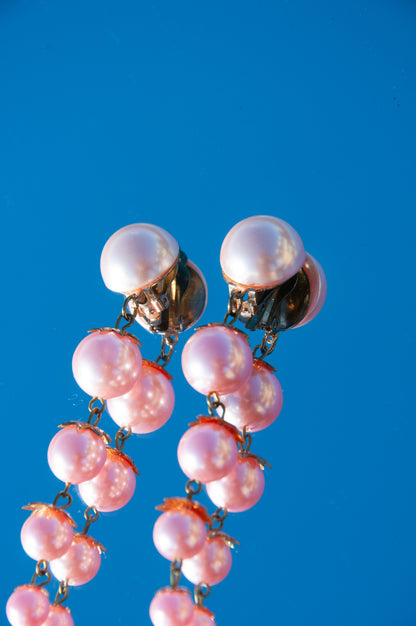 VINTAGE 1950S PINK FAUX PEARL EARRINGS