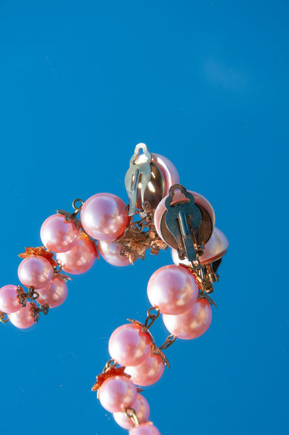 VINTAGE 1950S PINK FAUX PEARL EARRINGS