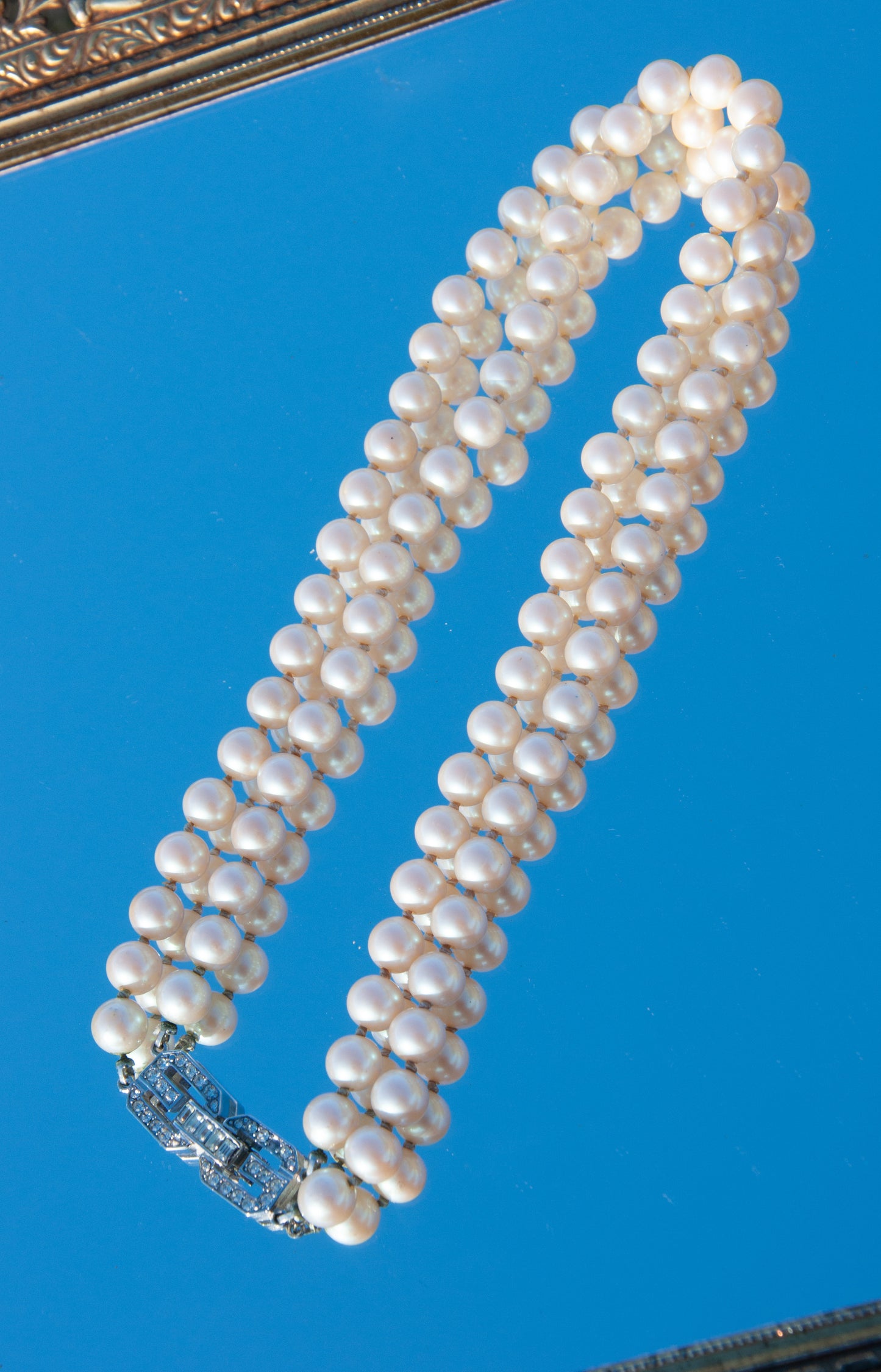 GIVENCHY 1977 PEARL AND RHINESTONE LOGO NECKLACE