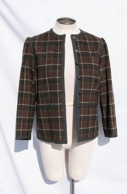 YVES SAINT LAURENT 1970S PLAID EARTHTONE JACKET