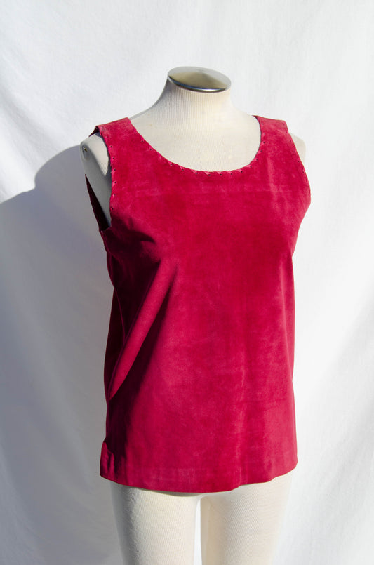 YVES SAINT LAURENT DEADSTOCK VINTAGE PINK SUEDE TANK TOP