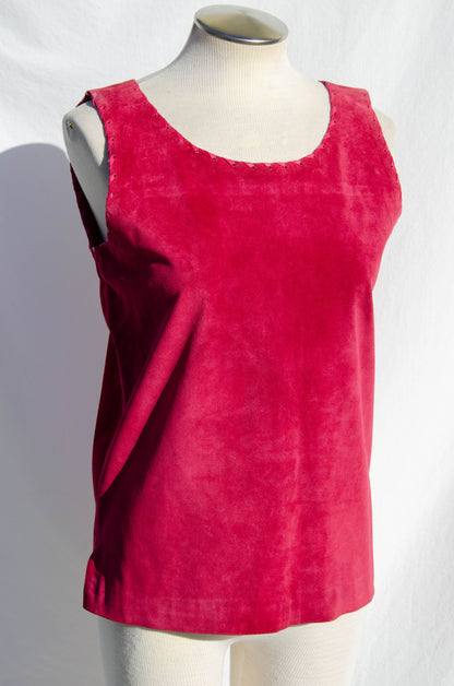 YVES SAINT LAURENT DEADSTOCK VINTAGE PINK SUEDE TANK TOP