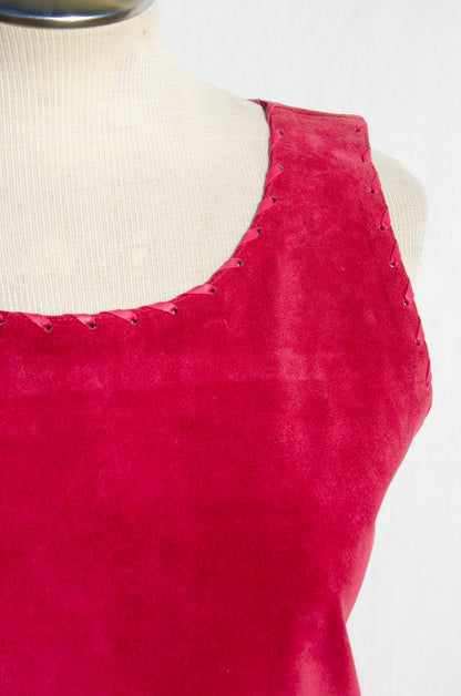 YVES SAINT LAURENT DEADSTOCK VINTAGE PINK SUEDE TANK TOP