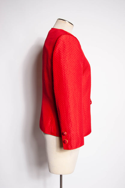 VALENTINO NIGHT VINTAGE QUILTED RED SILK BOW JACKET