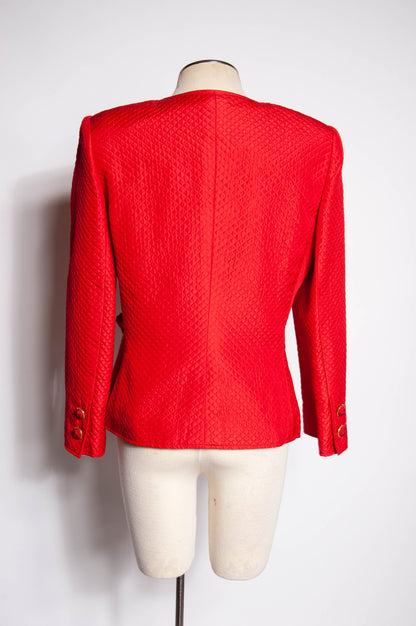 VALENTINO NIGHT VINTAGE QUILTED RED SILK BOW JACKET