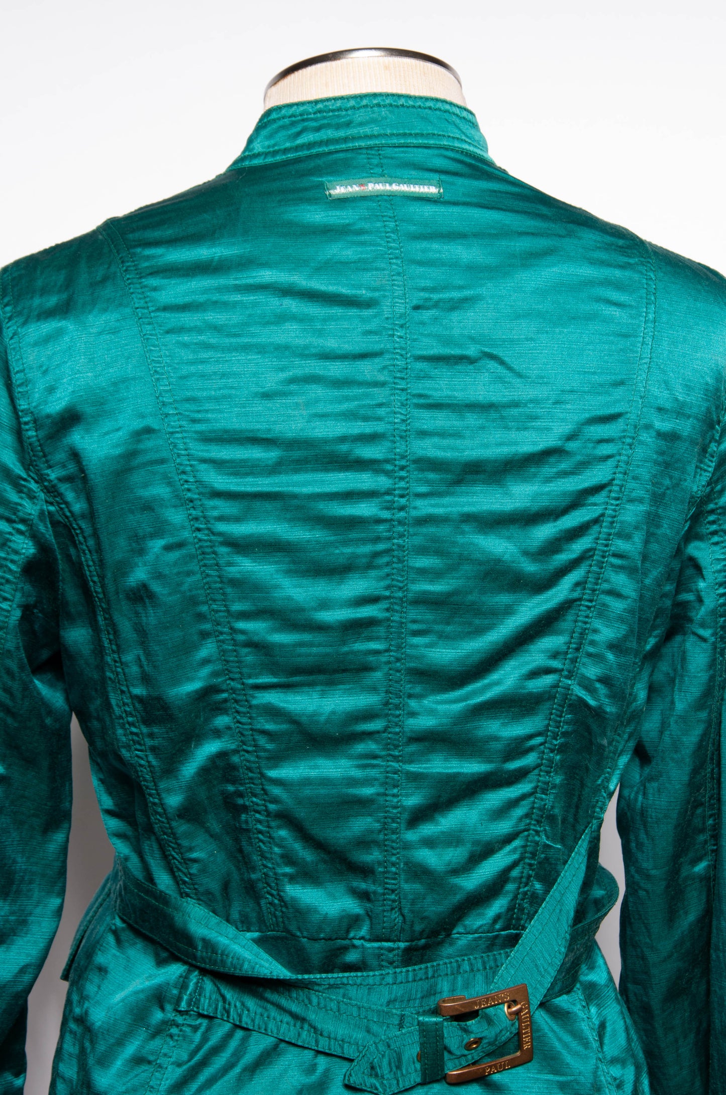 JEAN PAUL GAULTIER VINTAGE TEAL SILK BLEND MOTO STYLE JACKET