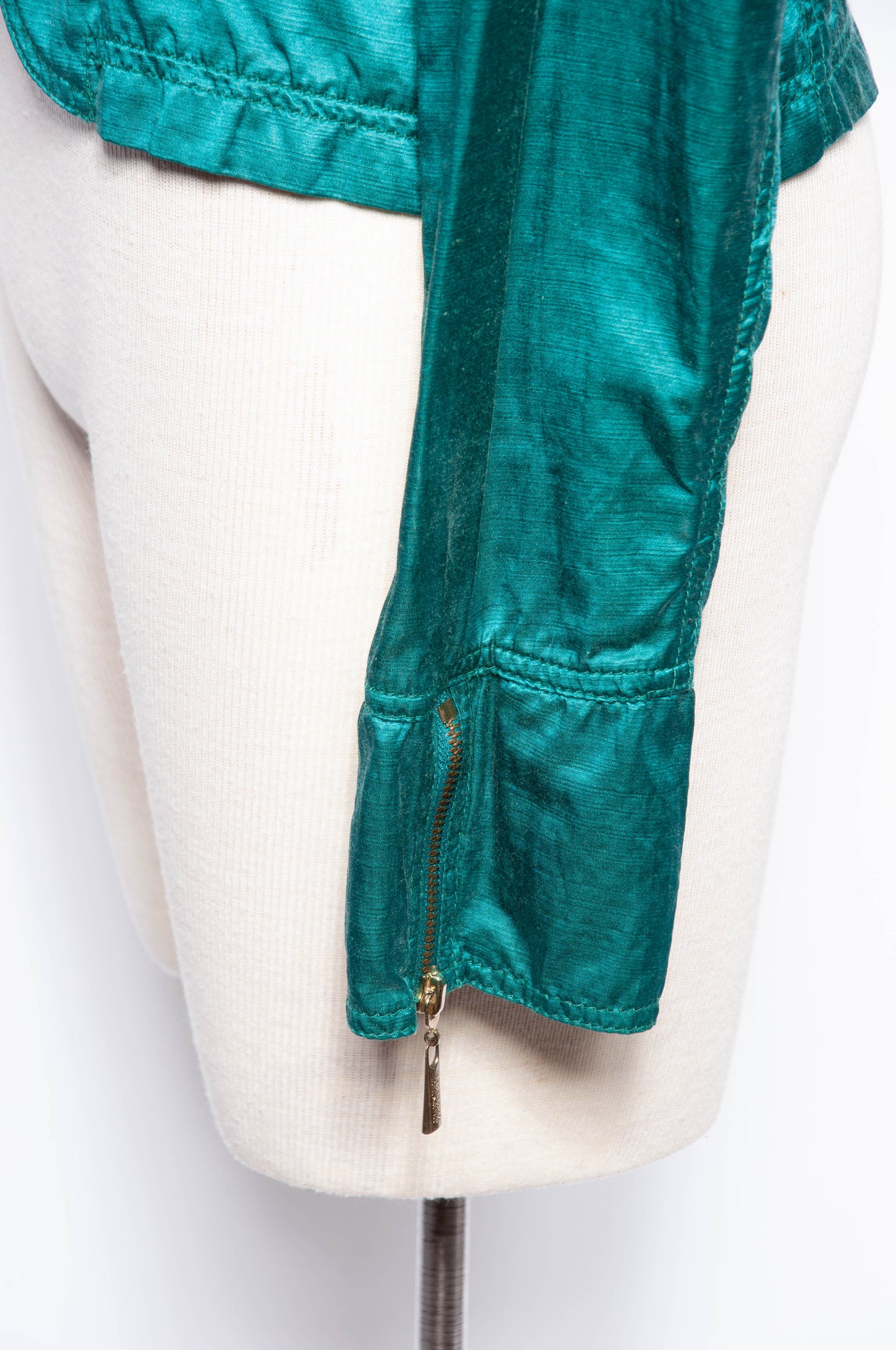 JEAN PAUL GAULTIER VINTAGE TEAL SILK BLEND MOTO STYLE JACKET